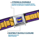 Bat Logo Full Color Purple Gold Seatbelt Belt - Batgirl Utility Belt Purple/Gold Webbing