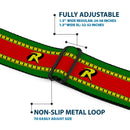 Robin "R" Logo Full Color Red Black Yellow Seatbelt Belt - Robin "R" Logo Stripe Green/Yellow/Red/Black Webbing