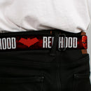 Red Hood Logo Full Color Black Red Seatbelt Belt - RED HOOD/Face/Logo Weathered Black/Reds/White Webbing