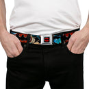 Batman Full Color Black Red Seatbelt Belt - Flashpoint Batman Action Pose2/Shattered Bat Signal/Cityscape Webbing