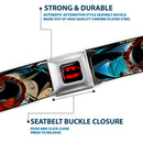 Batman Full Color Black Red Seatbelt Belt - Flashpoint Batman Action Pose2/Shattered Bat Signal/Cityscape Webbing