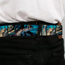 Mini Stacked Bats Dots Batman Logo Full Color Black White Gray Seatbelt Belt - Flashpoint Batman Action Pose/Cityscape Webbing