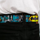 Bat Shield Glow Checkers Full Color Blues Grays Gold Black Seatbelt Belt - Batman Detective Comics 2-Poses/Bat Signal Checker Blues/Grays/Yellow/Black Webbing