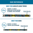 Bat Shield Glow Checkers Full Color Blues Grays Gold Black Seatbelt Belt - Batman Detective Comics 2-Poses/Bat Signal Checker Blues/Grays/Yellow/Black Webbing