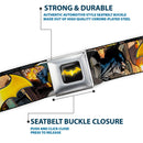Bat Shield Full Color Black Golden Yellow Seatbelt Belt - Bat Shield/Urban Legend Action Poses/Fire Full Color/Golden Yellow Webbing