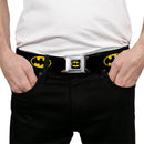 Batman Full Color Black/Yellow Seatbelt Belt - Batman Shield Black/Yellow Webbing
