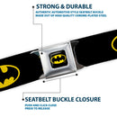 Batman Full Color Black/Yellow Seatbelt Belt - Batman Shield Black/Yellow Webbing