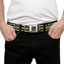 Batman Full Color Black Yellow Seatbelt Belt - Batman Shield Checkers Webbing