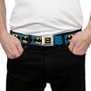Batman Full Color Black Yellow Seatbelt Belt - Bat Signal-3 Blue/Black/Yellow Webbing