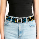 Batman Full Color Black Yellow Seatbelt Belt - Bat Signals Stacked w/CLOSE-UP Blue/Black/Yellow Webbing