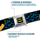 Batman Full Color Black Yellow Seatbelt Belt - Bat Signals Stacked w/CLOSE-UP Blue/Black/Yellow Webbing