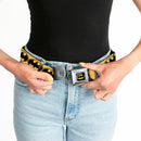 Batman Full Color Black Yellow Seatbelt Belt - Bat Signal-3 Yellow/Black/Yellow Webbing