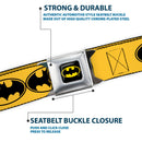 Batman Full Color Black Yellow Seatbelt Belt - Bat Signal-3 Yellow/Black/Yellow Webbing