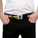 Batman Full Color Black Yellow Seatbelt Belt - Bat Signal-3 Black/Yellow/Black Webbing