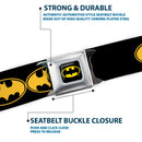 Batman Full Color Black Yellow Seatbelt Belt - Bat Signal-3 Black/Yellow/Black Webbing