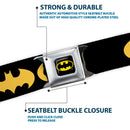 Batman Full Color Black Yellow Seatbelt Belt - Bat Signal-1 Black/Yellow Webbing