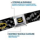 Batman Full Color Black Yellow Seatbelt Belt - Bat Signals Stacked w/CLOSE-UP Yellow/Black Webbing