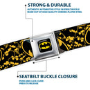 Batman Full Color Black Yellow Seatbelt Belt - Bat Signals Stacked w/CLOSE-UP Yellow/Black Webbing