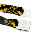 Batman Full Color Black Yellow Seatbelt Belt - Bat Signals Stacked w/CLOSE-UP Yellow/Black Webbing