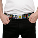 Batman Full Color Black Yellow Seatbelt Belt - Batman & Joker Comic Blocks Webbing
