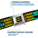 Batman Full Color Black Yellow Seatbelt Belt - Batman & Joker Comic Blocks Webbing