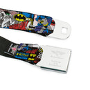 Batman Full Color Black Yellow Seatbelt Belt - Batman & Joker Comic Blocks Webbing