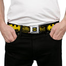 Batman Full Color Black Yellow Seatbelt Belt - Batman Shield CLOSE-UP Sketch Black/Yellow Webbing
