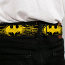 Batman Full Color Black Yellow Seatbelt Belt - Batman Shield CLOSE-UP Sketch Black/Yellow Webbing