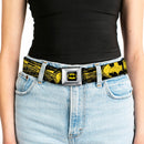 Batman Full Color Black Yellow Seatbelt Belt - Batman Shield CLOSE-UP Sketch Black/Yellow Webbing