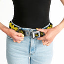 Batman Full Color Black Yellow Seatbelt Belt - Batman Shield CLOSE-UP Sketch Black/Yellow Webbing