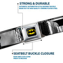 Batman Full Color Black Yellow Seatbelt Belt - Batman Shield CLOSE-UP Sketch Black/Yellow Webbing