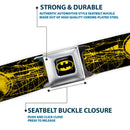 Batman Full Color Black Yellow Seatbelt Belt - Batman Shield CLOSE-UP Sketch Black/Yellow Webbing