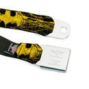 Batman Full Color Black Yellow Seatbelt Belt - Batman Shield CLOSE-UP Sketch Black/Yellow Webbing