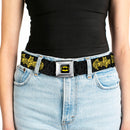 Batman Full Color Black Yellow Seatbelt Belt - Zebra Bat Signal Black/Gray/Yellow/Black Webbing