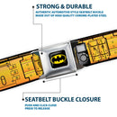 Batman Full Color Black Yellow Seatbelt Belt - Zebra Bat Signal Black/Gray/Yellow/Black Webbing