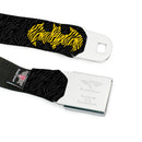 Batman Full Color Black Yellow Seatbelt Belt - Zebra Bat Signal Black/Gray/Yellow/Black Webbing