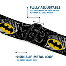 Batman Full Color Black Yellow Seatbelt Belt - BATMAN w/Bat Shield & Flying Bats Black/Gray Webbing