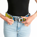 Batman Full Color Black Yellow Seatbelt Belt - BATGIRL in Action w/Face CLOSE-UP Webbing