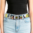 Batman Full Color Black Yellow Seatbelt Belt - BATGIRL Panels Yellow/Pink Webbing