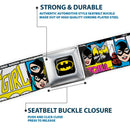Batman Full Color Black Yellow Seatbelt Belt - BATGIRL Panels Yellow/Pink Webbing