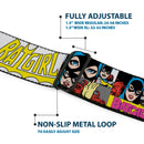 Batman Full Color Black Yellow Seatbelt Belt - BATGIRL Panels Yellow/Pink Webbing