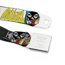 Batman Full Color Black Yellow Seatbelt Belt - BATGIRL Panels Yellow/Pink Webbing