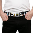Batman Full Color Black Yellow Seatbelt Belt - Batman & Robin Blocks White Webbing