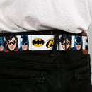 Batman Full Color Black Yellow Seatbelt Belt - Batman & Robin Blocks White Webbing