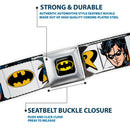 Batman Full Color Black Yellow Seatbelt Belt - Batman & Robin Blocks White Webbing