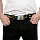 Batman Full Color Black Yellow Seatbelt Belt - Batman & Robin in Action w/Text Black Webbing