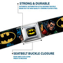 Batman Full Color Black Yellow Seatbelt Belt - Batman & Robin in Action w/Text Black Webbing