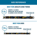Batman Full Color Black Yellow Seatbelt Belt - Batman & Robin in Action w/Text Black Webbing