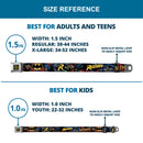 Batman Full Color Black Yellow Seatbelt Belt - Batman & Robin in Action w/Text Burgundy Webbing