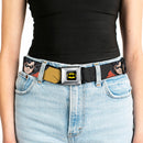 Batman Full Color Black Yellow Seatbelt Belt - ROBIN Red/Black Poses Gray Webbing